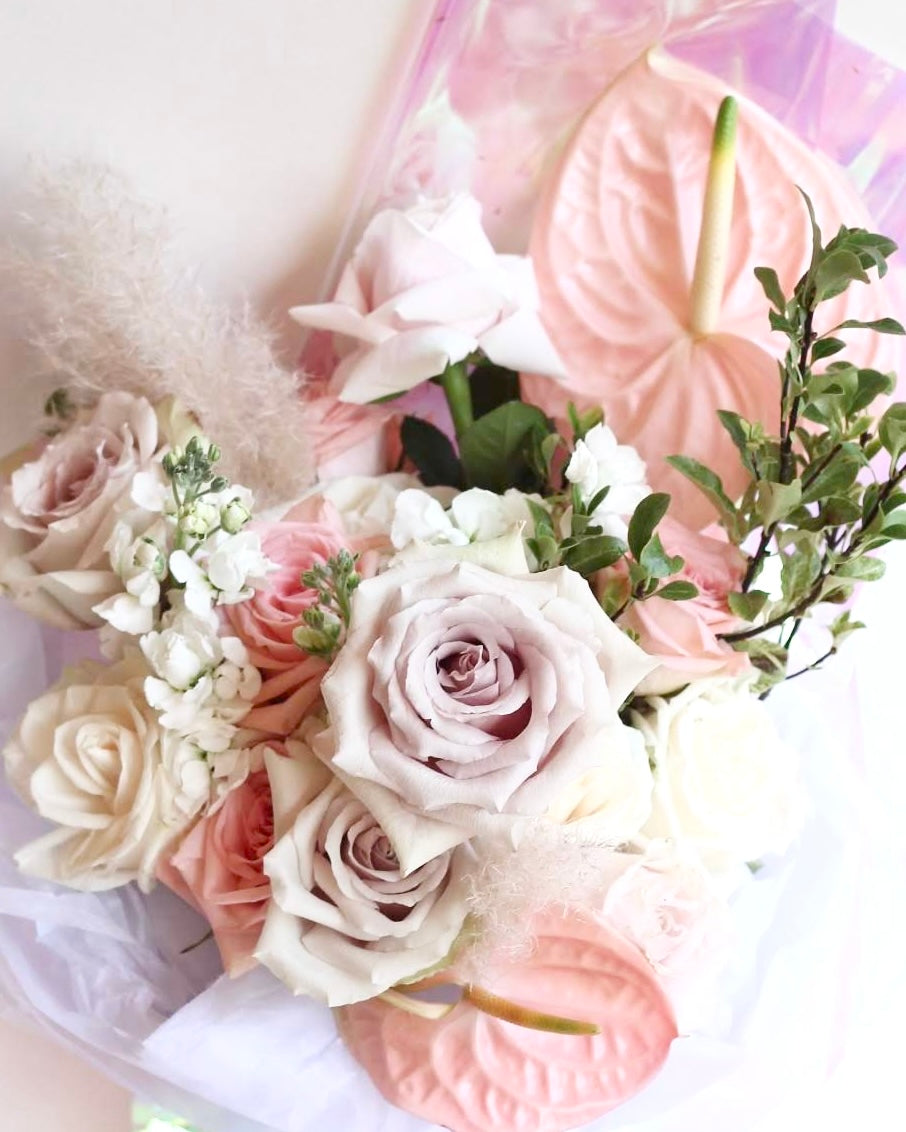 All Day Rosé soft pastel bouquet by Gathered+Styled Singapore florist