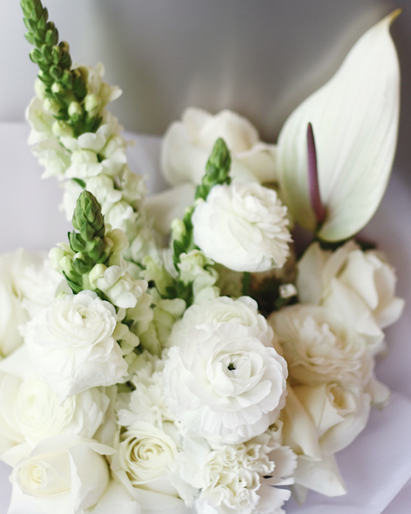 Sugar Glaze white and cream bouquet by Gathered+Styled Singapore florist