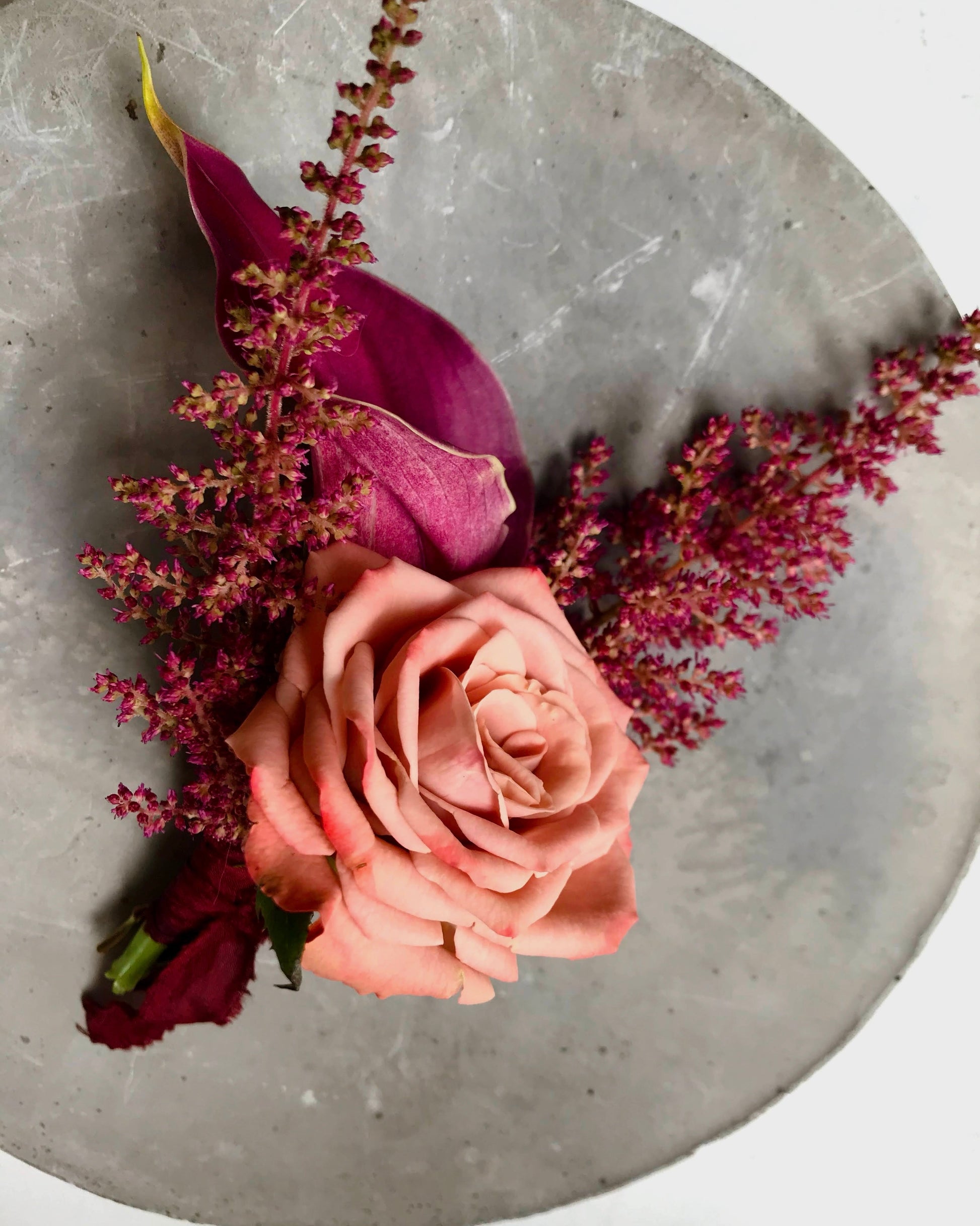 Cappuccino rose groom's boutonniere — coordinating bridal set Singapore